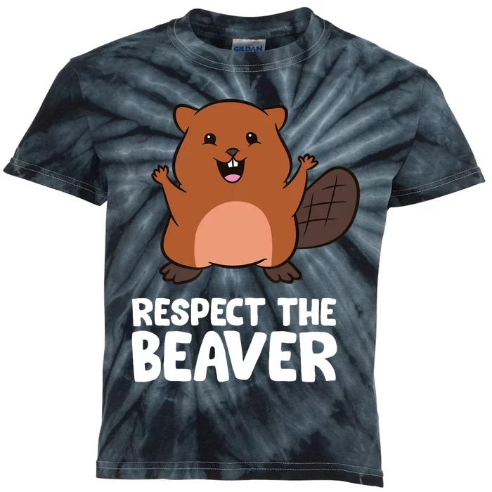 Respect The Beaver Funny Beaver Kids Tie-Dye T-Shirt