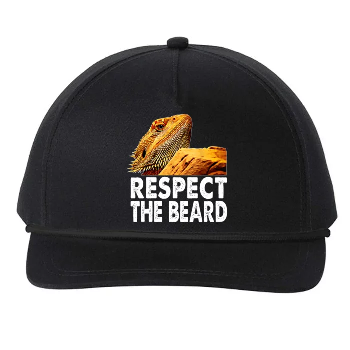 Respect The Beard Funny Bearded Dragon Lizard Owner Son Snapback Five-Panel Rope Hat