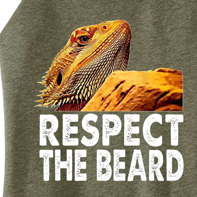 Respect The Beard Funny Bearded Dragon Lizard Owner Son Women’s Perfect Tri Rocker Tank