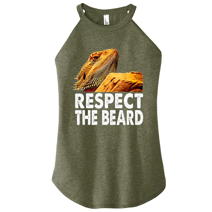 Respect The Beard Funny Bearded Dragon Lizard Owner Son Women’s Perfect Tri Rocker Tank