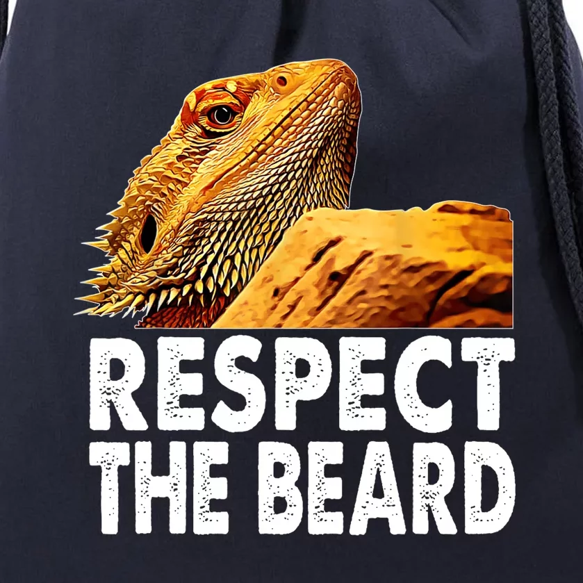 Respect The Beard Funny Bearded Dragon Lizard Owner Son Drawstring Bag