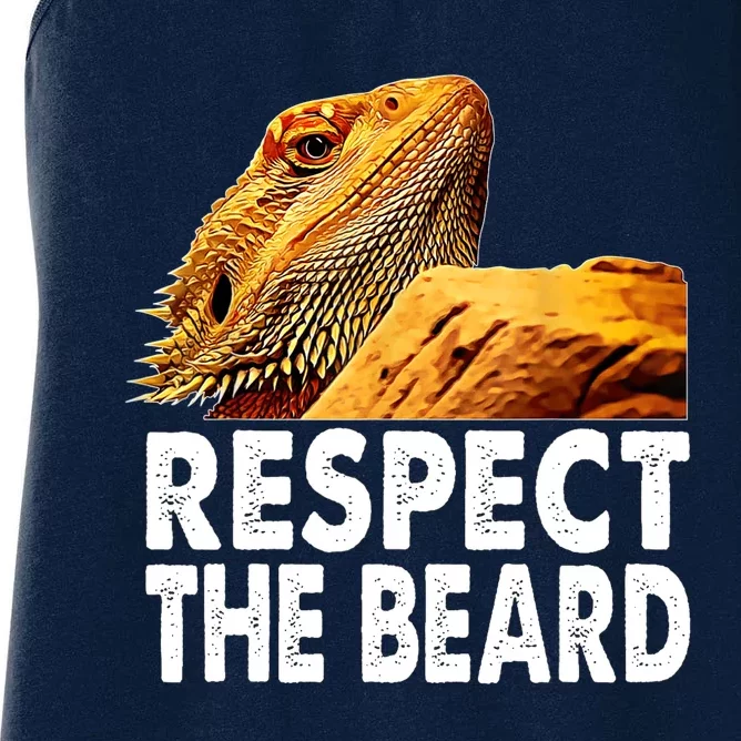 Respect The Beard Funny Bearded Dragon Lizard Owner Son Women's Racerback Tank