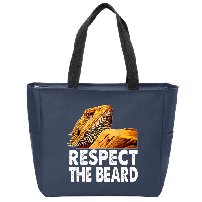 Respect The Beard Funny Bearded Dragon Lizard Owner Son Zip Tote Bag