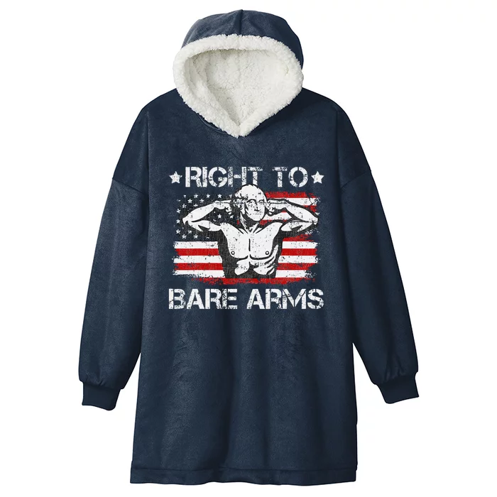 Right To Bare Arms 4th Of July Funny Gym George Washington Hooded Wearable Blanket