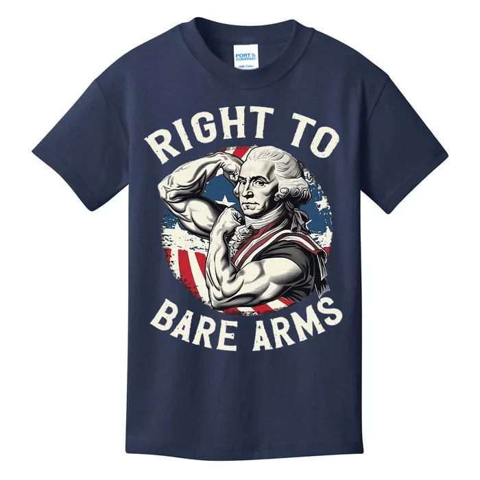 Right To Bare Arms 4th Of July Funny Gym George Washington Kids T-Shirt