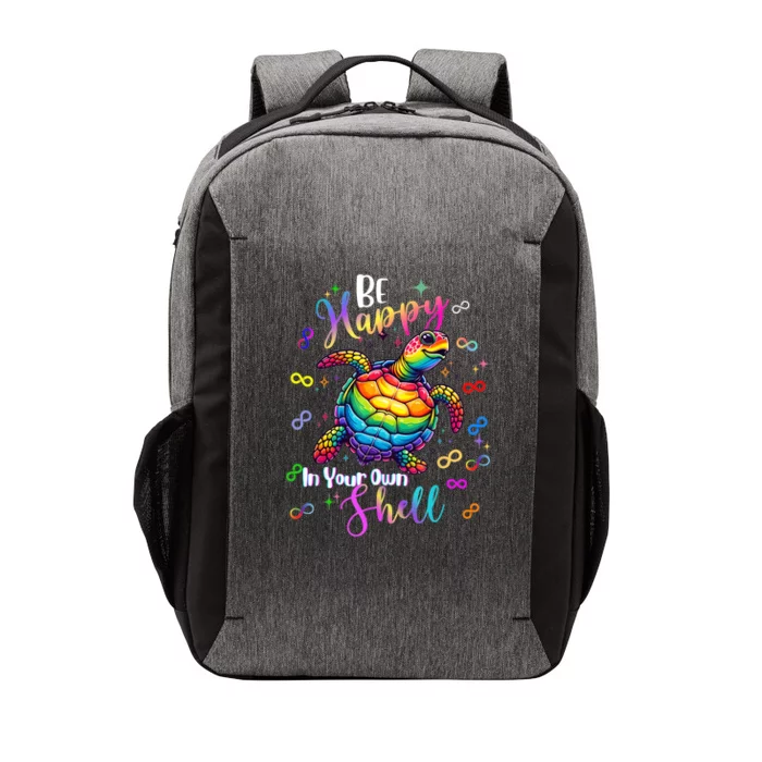 Rainbow Turtle Be Happy In Your Own Shell Autism Awareness Vector Backpack