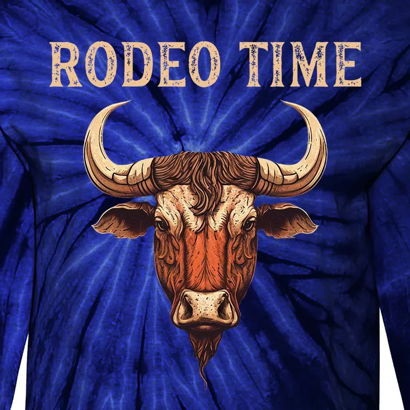 Rodeo Time Bull Riding Cowboy Bull Rider Tie-Dye Long Sleeve Shirt