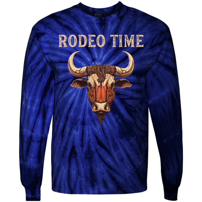 Rodeo Time Bull Riding Cowboy Bull Rider Tie-Dye Long Sleeve Shirt