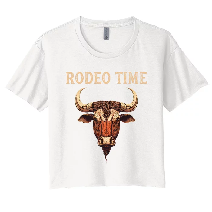 Rodeo Time Bull Riding Cowboy Bull Rider Women's Crop Top Tee