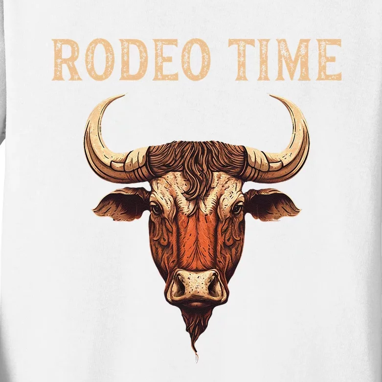 Rodeo Time Bull Riding Cowboy Bull Rider Kids Long Sleeve Shirt