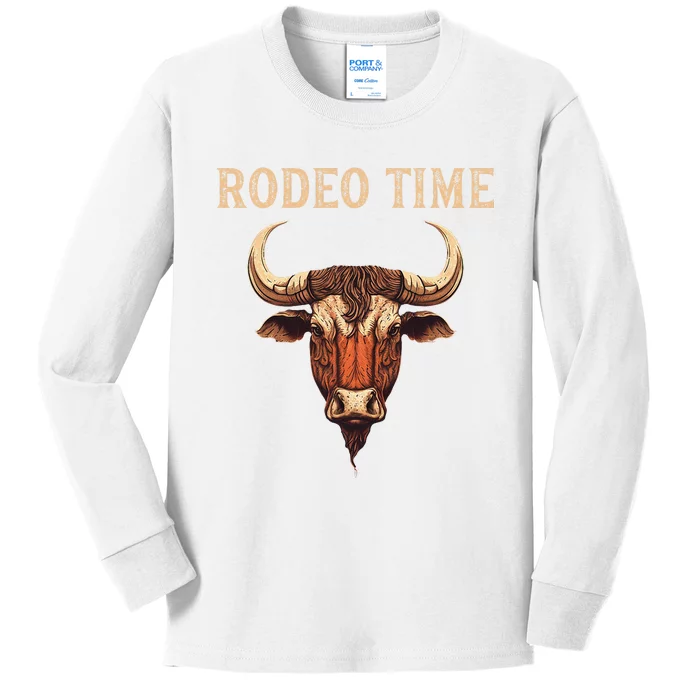 Rodeo Time Bull Riding Cowboy Bull Rider Kids Long Sleeve Shirt