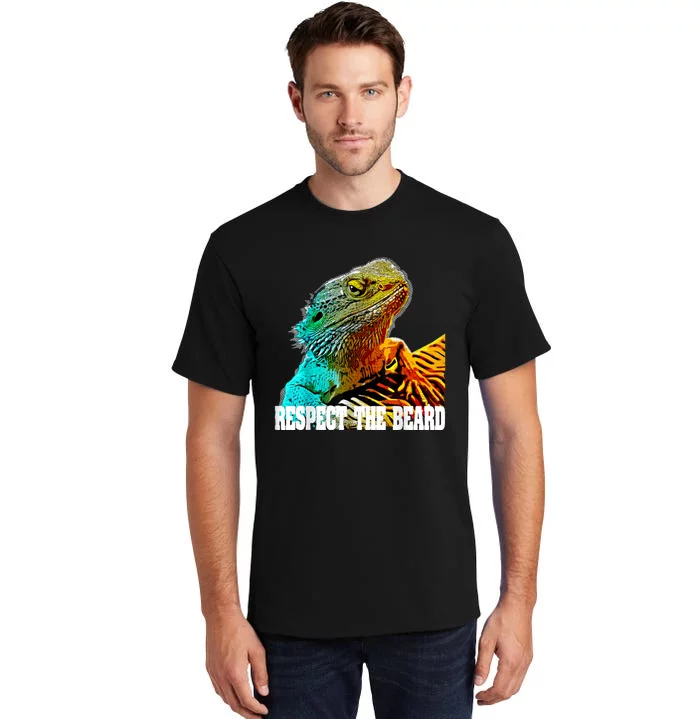 Respect The Beard Funny Bearded Dragon Tall T-Shirt