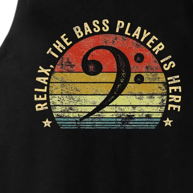 Relax The Bass Player Is Here Bassist Gifts Music Guitar Ladies Tri-Blend Wicking Tank