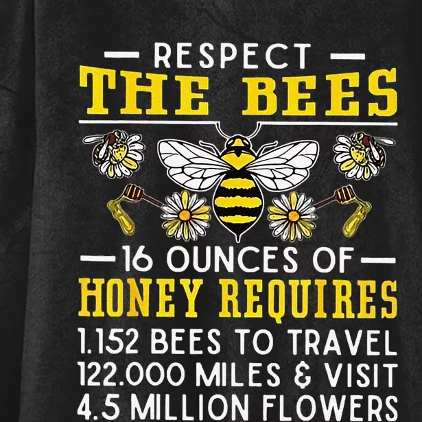 Respect The Bees 16 Ounces Of Honey Requires 1152 Bees To Hooded Wearable Blanket