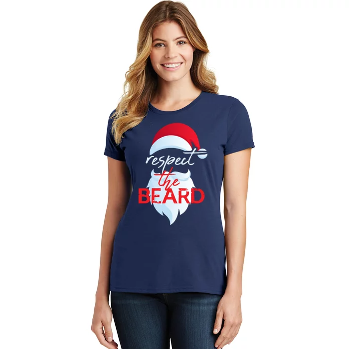 Respect The Beard Santa Claus Funny Christmas Women's T-Shirt