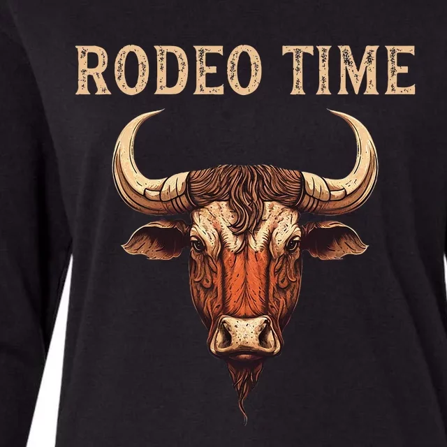 Rodeo Time Bull Riding Cowboy Bull Rider Rodeo Time Womens Cotton Relaxed Long Sleeve T-Shirt