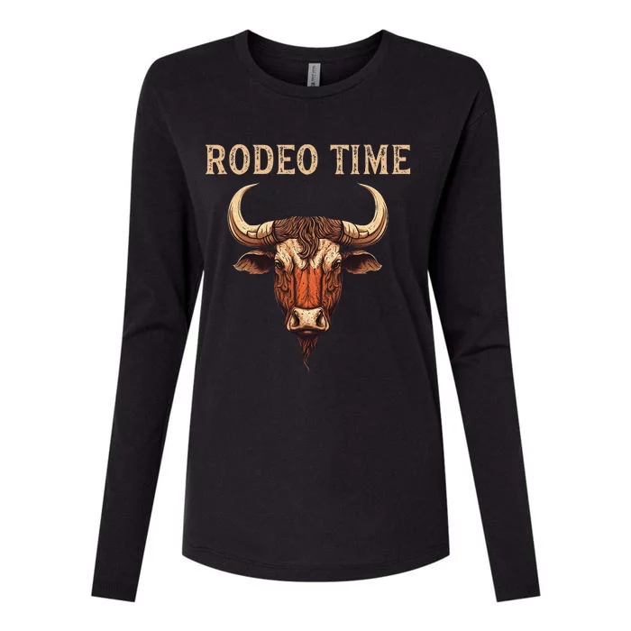 Rodeo Time Bull Riding Cowboy Bull Rider Rodeo Time Womens Cotton Relaxed Long Sleeve T-Shirt