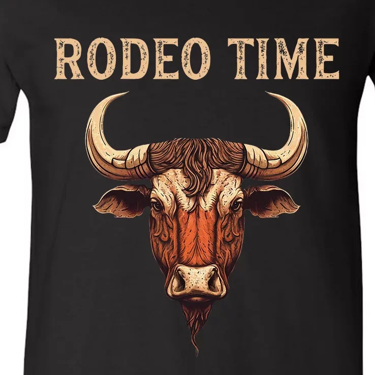 Rodeo Time Bull Riding Cowboy Bull Rider Rodeo Time V-Neck T-Shirt