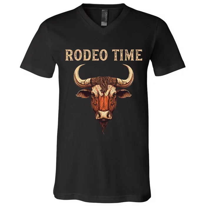 Rodeo Time Bull Riding Cowboy Bull Rider Rodeo Time V-Neck T-Shirt