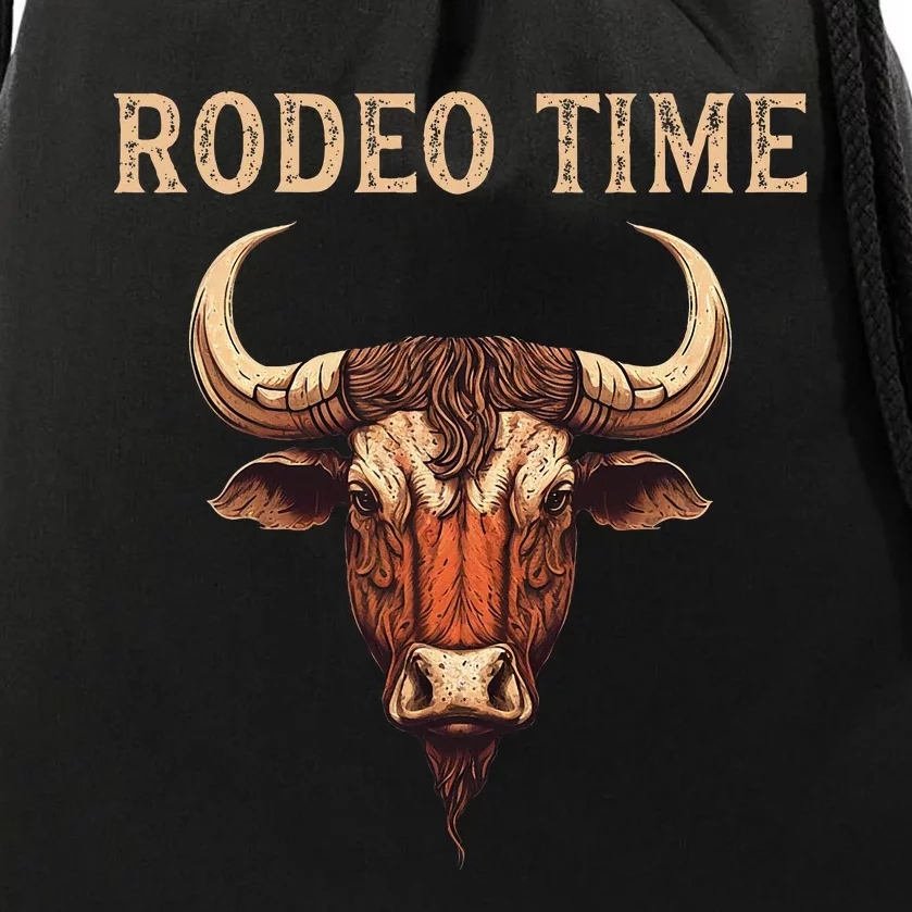 Rodeo Time Bull Riding Cowboy Bull Rider Rodeo Time Drawstring Bag