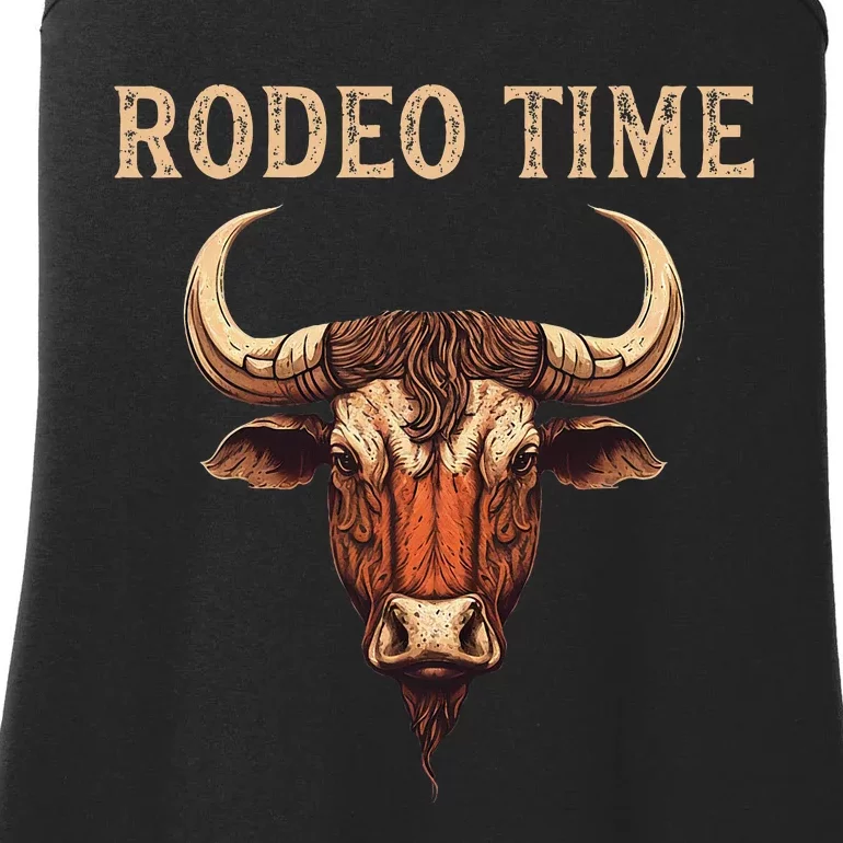 Rodeo Time Bull Riding Cowboy Bull Rider Rodeo Time Ladies Essential Tank