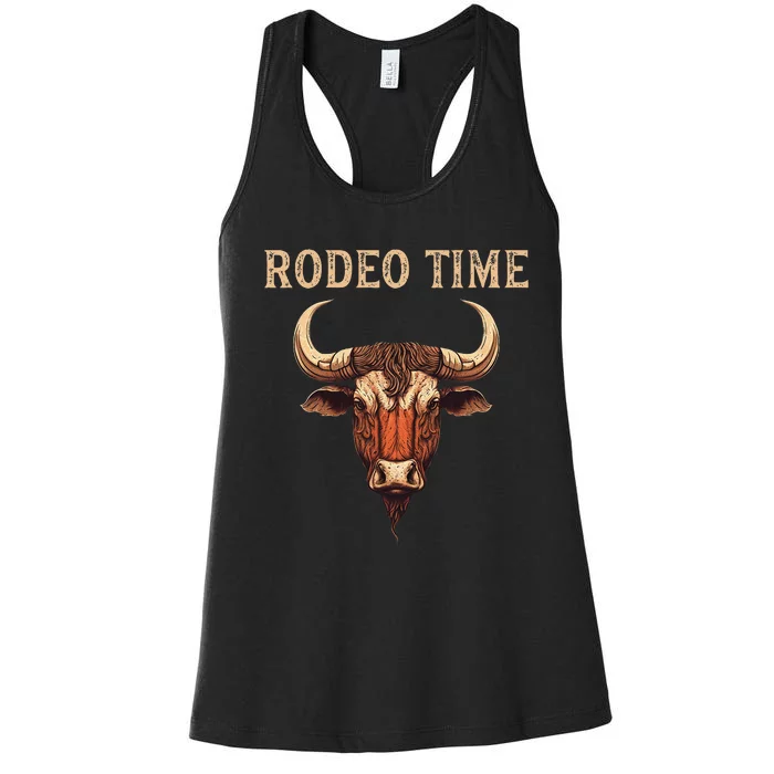 Rodeo Time Bull Riding Cowboy Bull Rider Rodeo Time Women's Racerback Tank