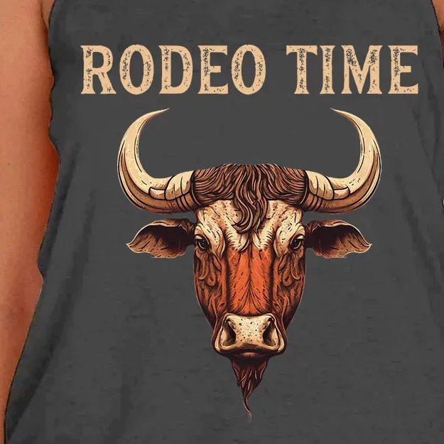 Rodeo Time Bull Riding Cowboy Bull Rider Rodeo Time Women's Knotted Racerback Tank