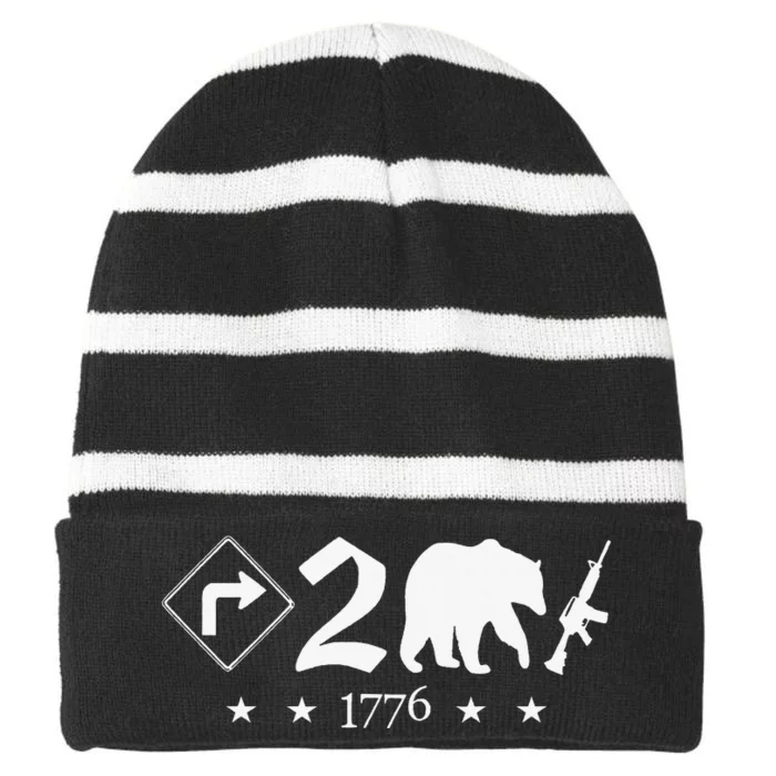 Right To Bear Arms Symbols Pro Guns Gun Rights American Striped Beanie with Solid Band