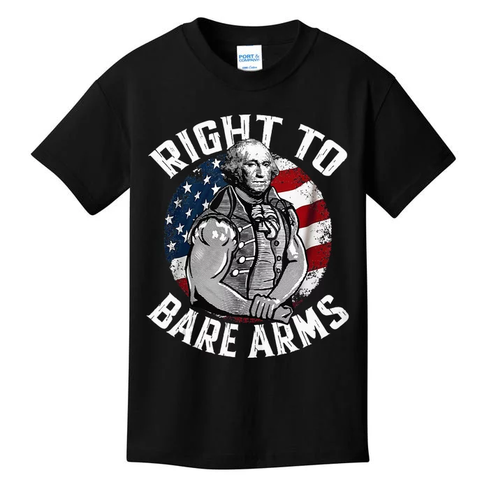 Right To Bare Arms 4th Of July Gym George Washington Kids T-Shirt