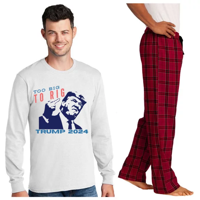 Retro Too Big To Rig Patriotic Stand With Trump 2024 Long Sleeve Pajama Set