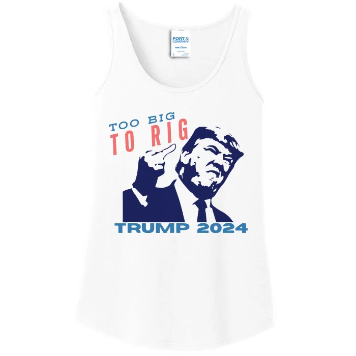 Retro Too Big To Rig Patriotic Stand With Trump 2024 Ladies Essential Tank