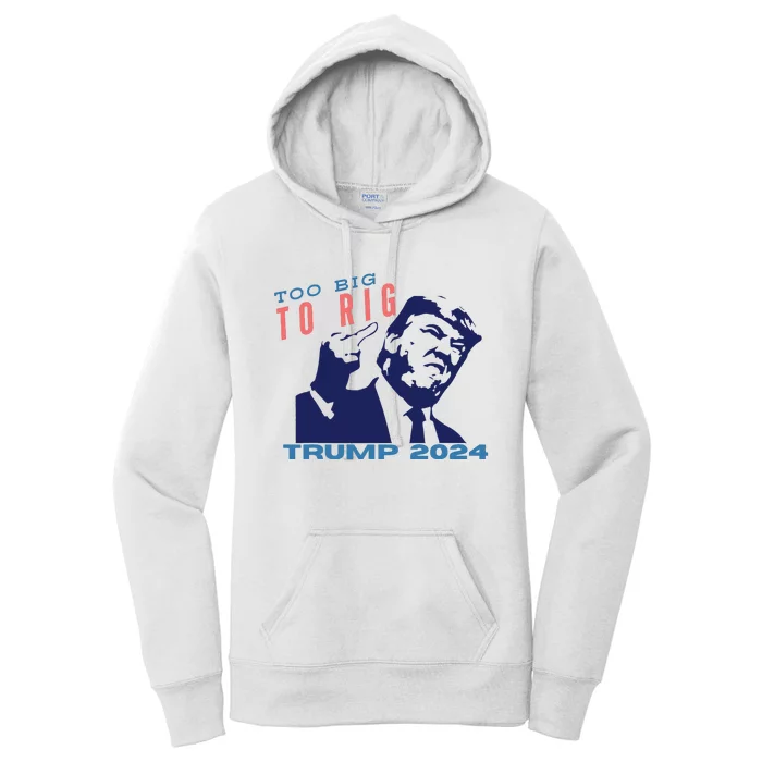 Retro Too Big To Rig Patriotic Stand With Trump 2024 Women's Pullover Hoodie