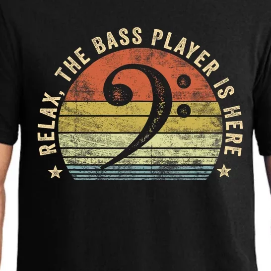 Relax The Bass Player Is Here Bassist Gifts Music Guitar Pajama Set