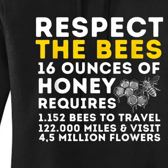 Respect The Bees Bee Lover Beekeeping & Beekeeper Women's Pullover Hoodie