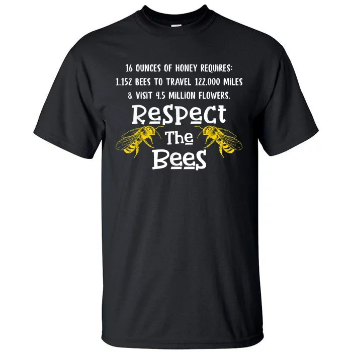 Respect The Bees Bumblebee Honeybee Bee Keeping Bee Keepers Tall T-Shirt