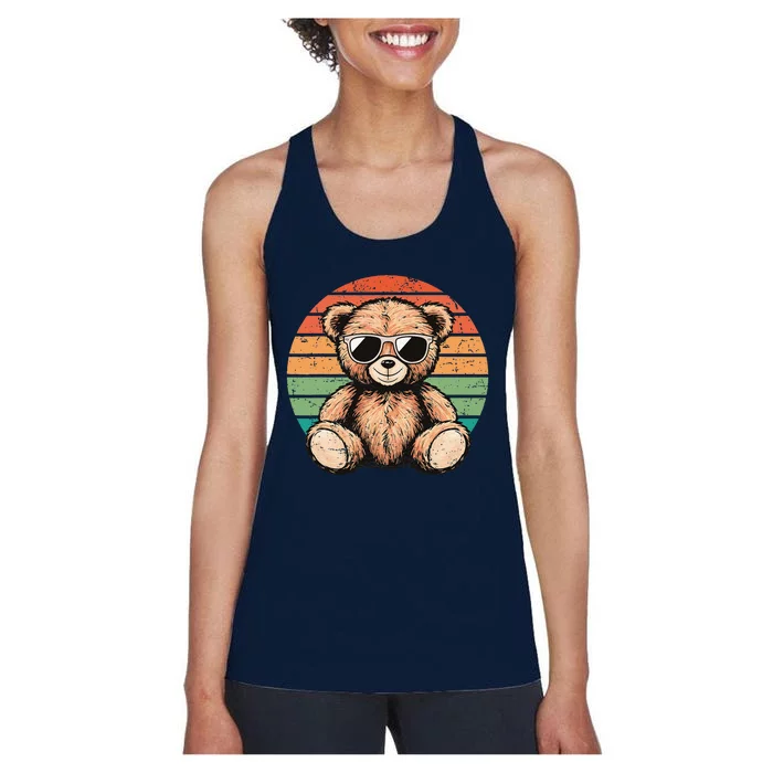 Retro Teddy Bear Casual Cute Funny Graphic Women's Racerback Tank