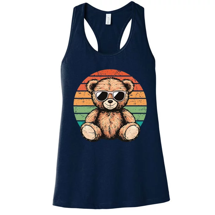 Retro Teddy Bear Casual Cute Funny Graphic Women's Racerback Tank