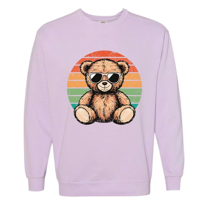 Retro Teddy Bear Casual Cute Funny Graphic Garment-Dyed Sweatshirt