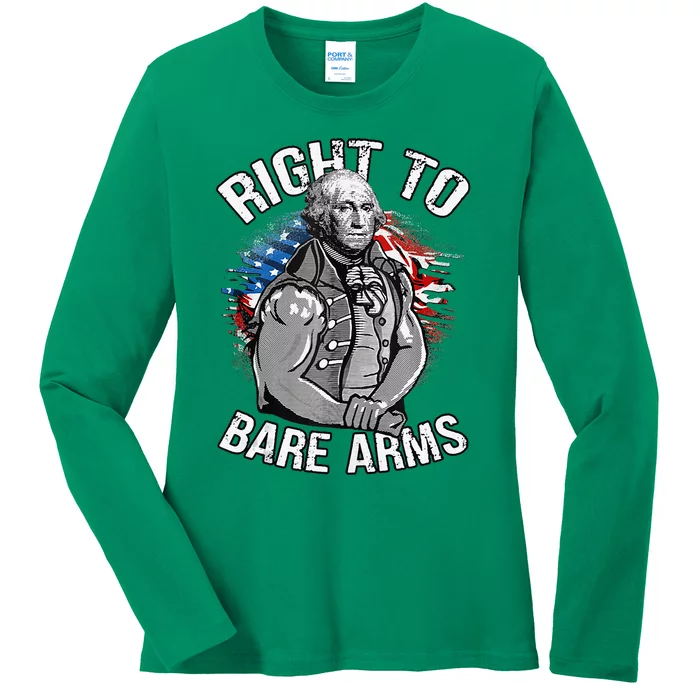 Right To Bare Arms 4th Of July Funny Gym Workout Ladies Long Sleeve Shirt