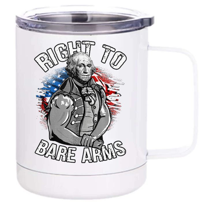 Right To Bare Arms 4th Of July Funny Gym Workout Front & Back 12oz Stainless Steel Tumbler Cup