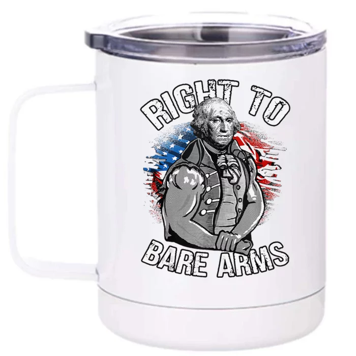 Right To Bare Arms 4th Of July Funny Gym Workout Front & Back 12oz Stainless Steel Tumbler Cup