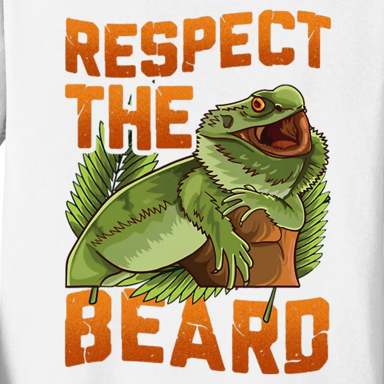 Respect The Beard Tee Funny Bearded Dragon Kids Long Sleeve Shirt