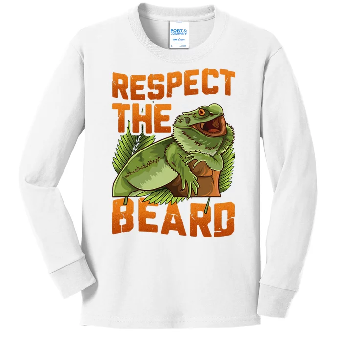 Respect The Beard Tee Funny Bearded Dragon Kids Long Sleeve Shirt