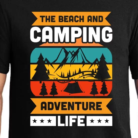 Retro The Beach And Camping Adventure Life Gift For Camping Lover Pajama Set