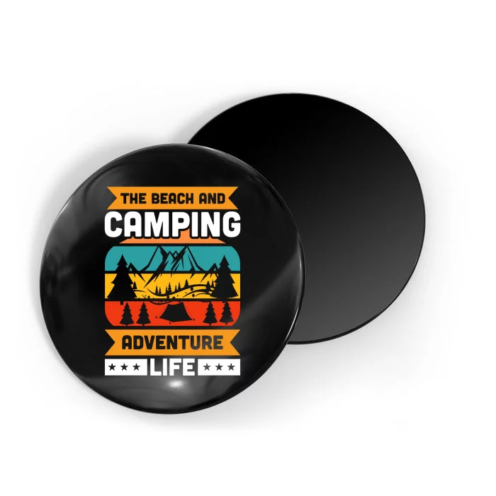 Retro The Beach And Camping Adventure Life Gift For Camping Lover Magnet