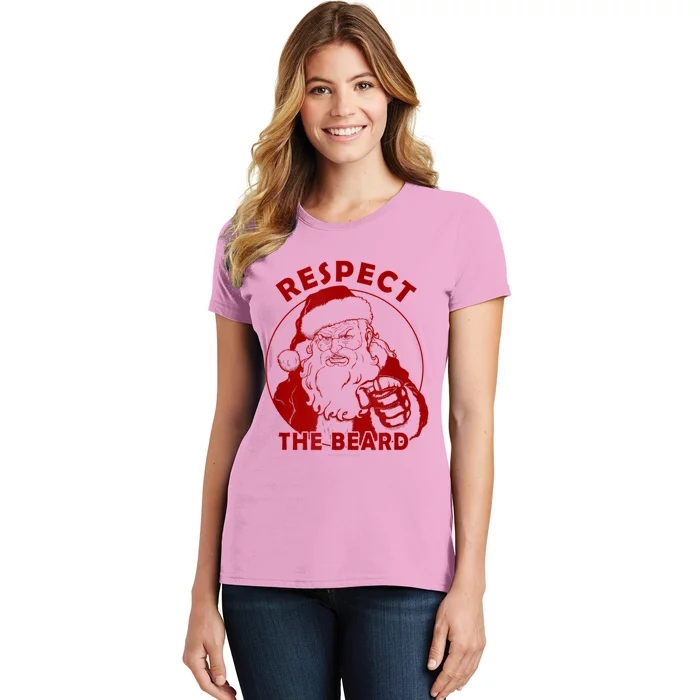 Respect The Beard Santa Claus Funny Christmas Women's T-Shirt