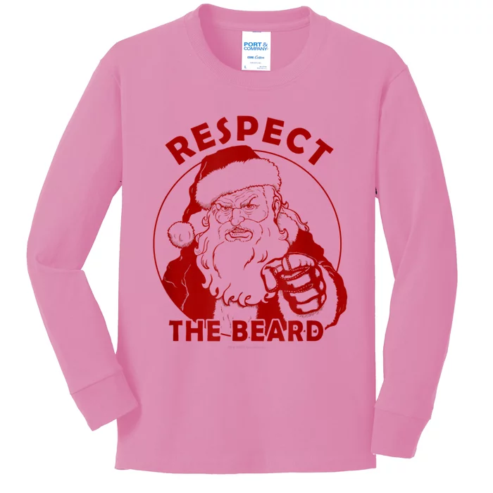 Respect The Beard Santa Claus Funny Christmas Kids Long Sleeve Shirt