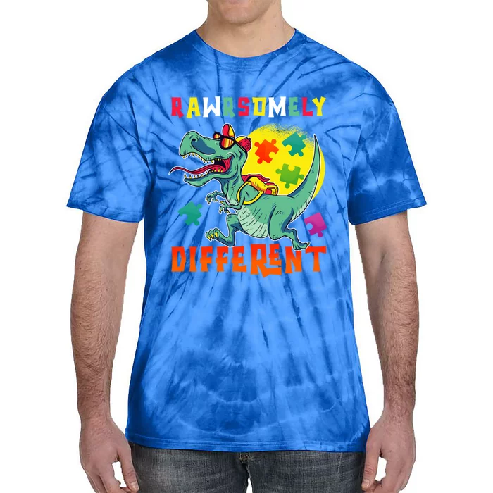 Rawrsomely Tgiftrex Back To School Autism Awareness Day Puzzle Gift Tie-Dye T-Shirt