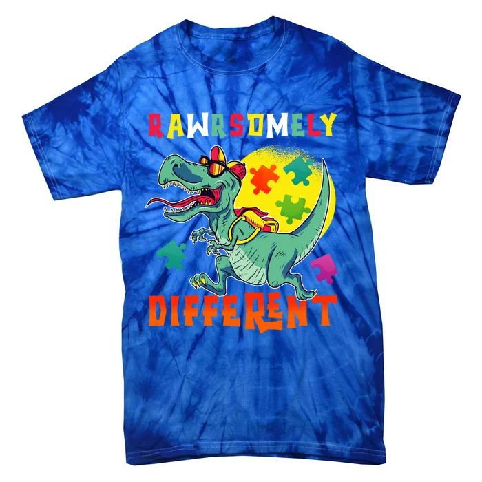 Rawrsomely Tgiftrex Back To School Autism Awareness Day Puzzle Gift Tie-Dye T-Shirt