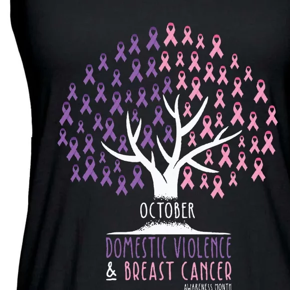 Ribbon Tree Breast Cancer And Domestic Violence Awareness Ladies Essential Flowy Tank